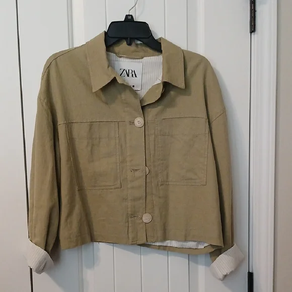 Zara Women's Khaki Utility Jacket Size XL - Picture 2 of 9